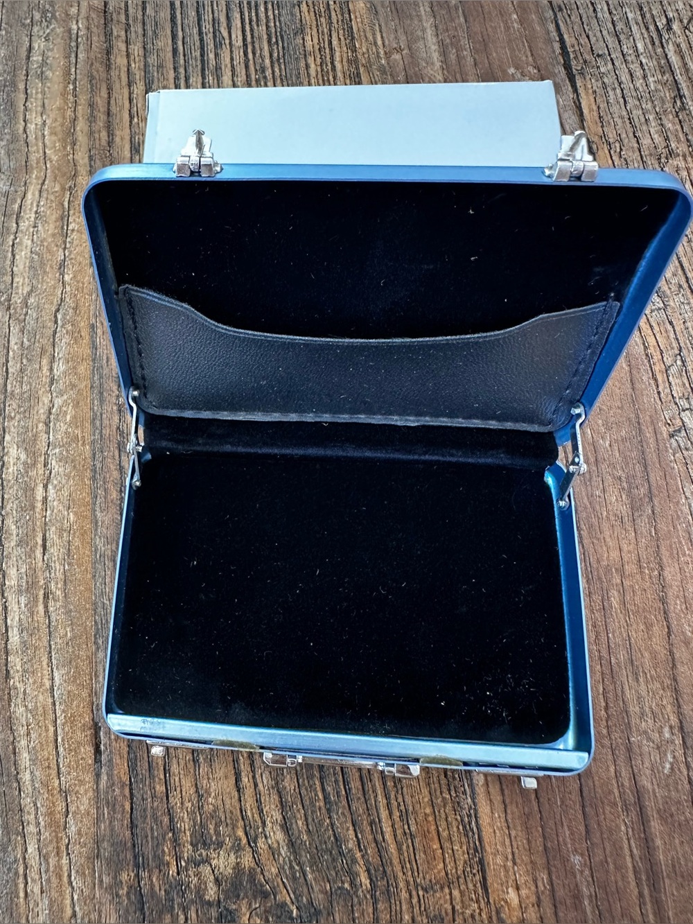 Compact Metallic Blue Mini Briefcase Case - Picture 3 of 4